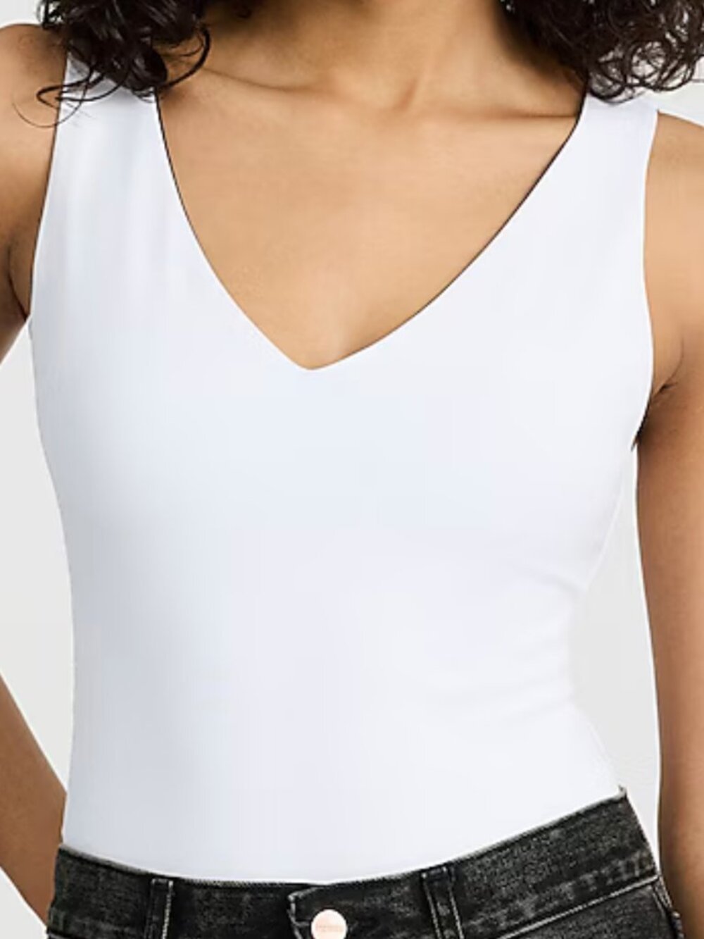 Express Body Contour V-Neck Bodysuit, White, XS